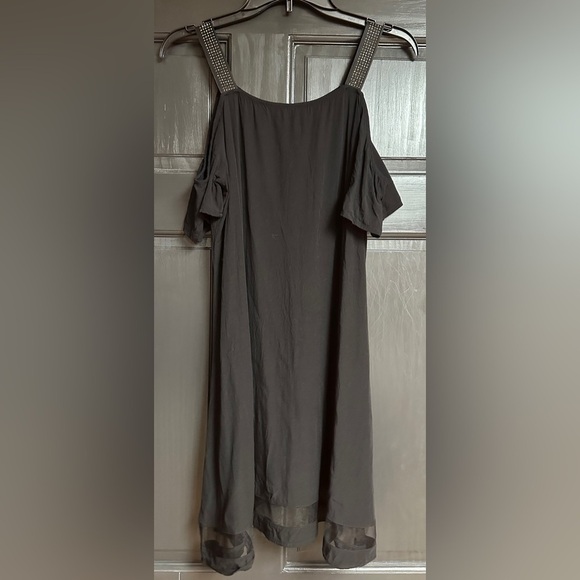 Source Unknown Dresses & Skirts - Cold Shoulder, Black Dress, Size M with Studded Stretchy Straps
